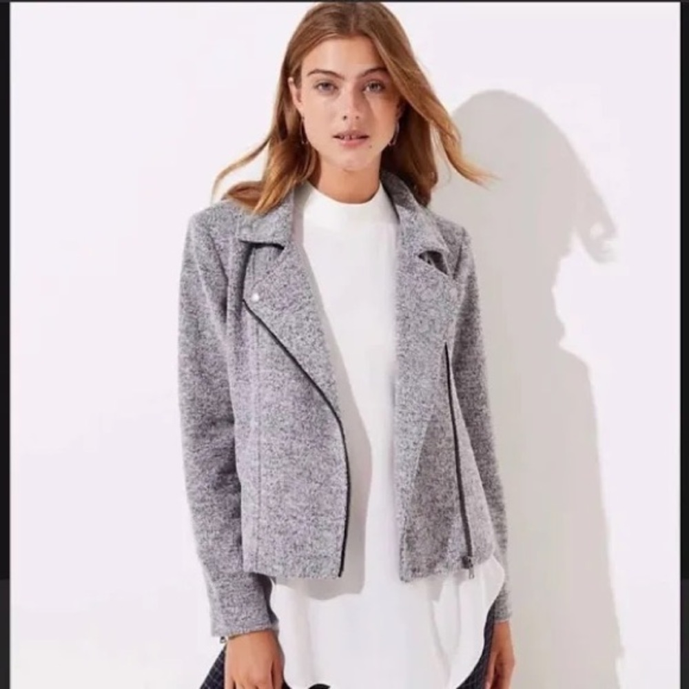 Loft Gray Boucle Moto Jacket